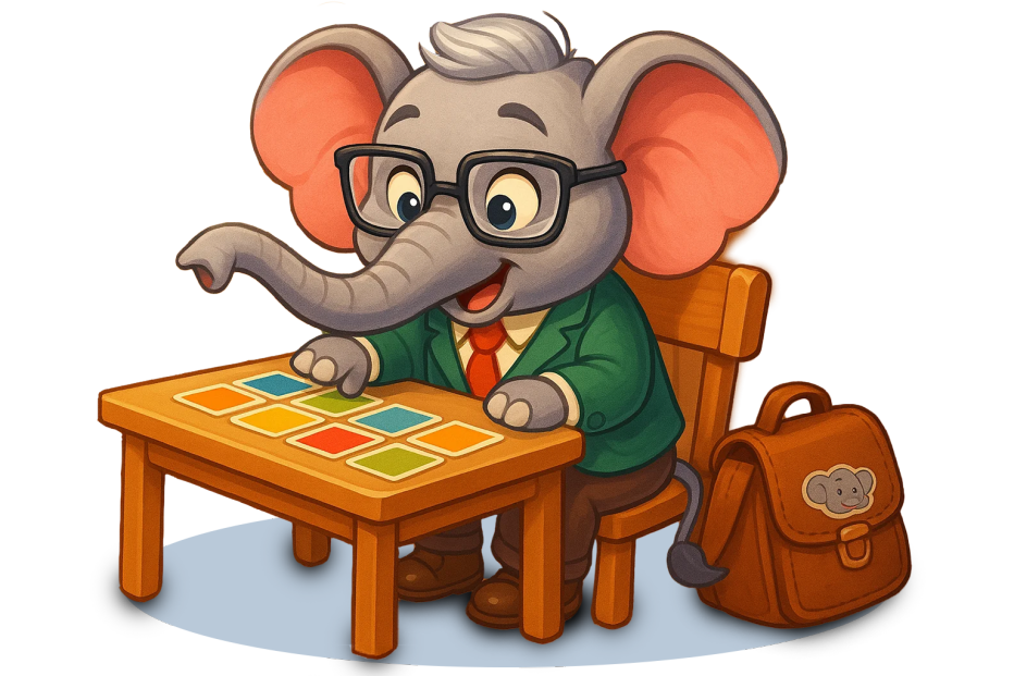 Memory Match — elephant character with cards